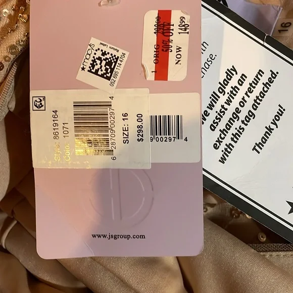 Dress Formal JS Collections Blush Gold 16 Sequined Sleeveless Bow V-Neck… - Picture 10 of 13